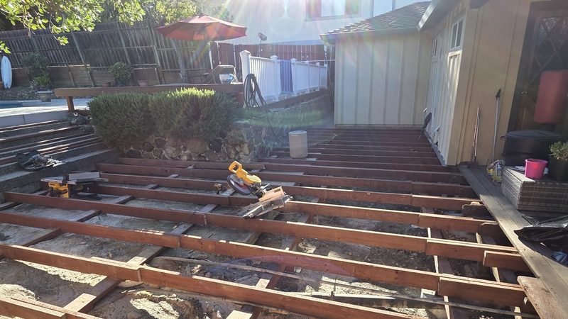 Low frame by the pool before decking, Redwood City