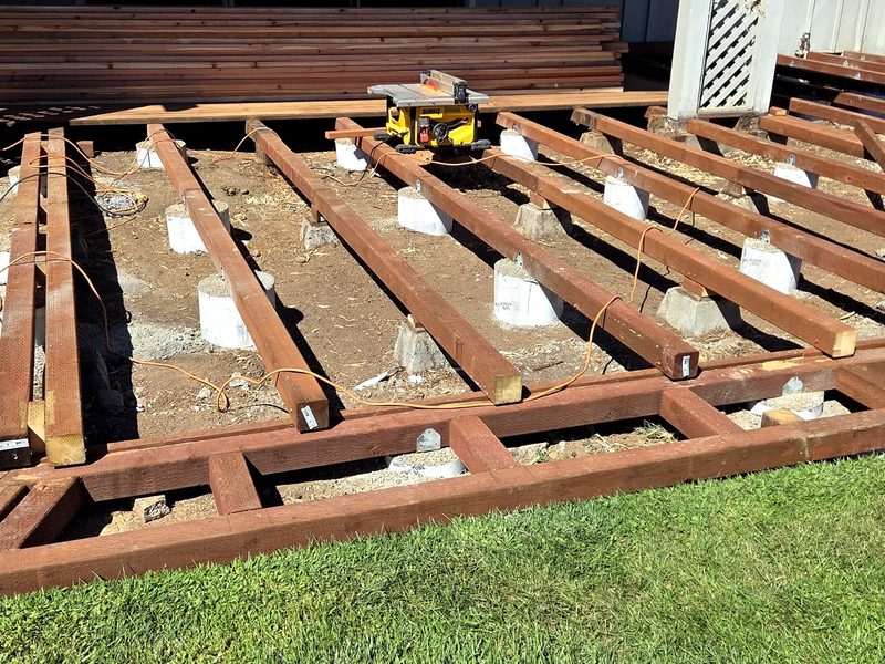 The same Los Altos deck with the boards off: the frame stayed