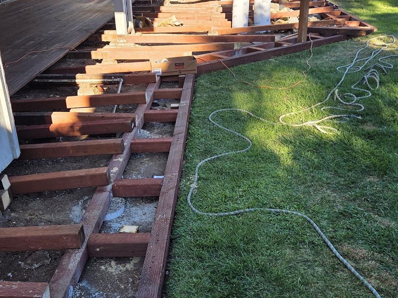Decking off, joists exposed, Los Altos