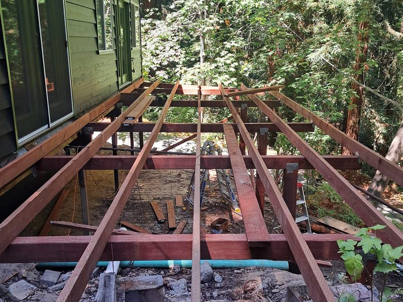Old decking off the framing, Los Gatos