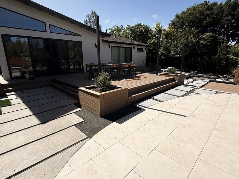 Deck with built-in planters, Los Altos, built by MS Construction and Services with TimberTech Prime+ boards