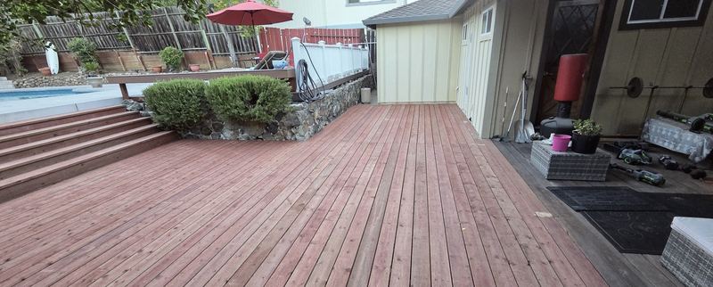 The finished deck, pool side