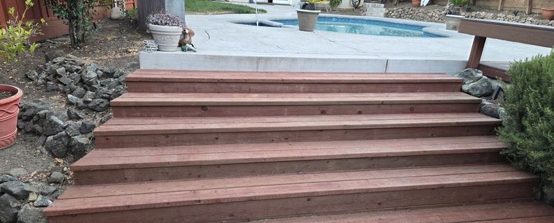 Pool stairs clad to match the deck