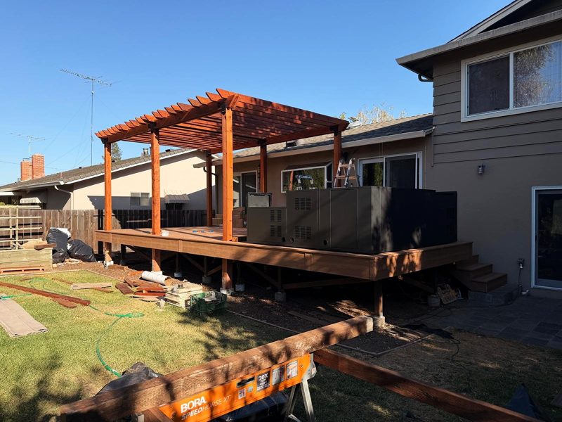 Pergola framed over the main section
