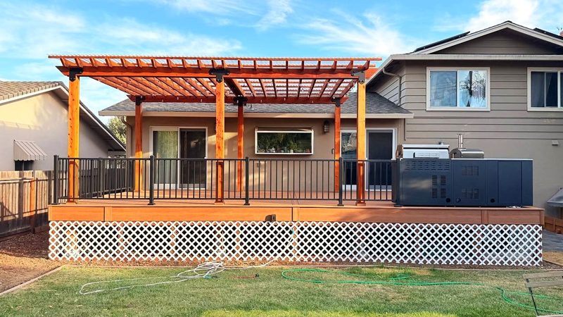 San Jose (Almaden) — Composite deck replacement with a redwood pergola