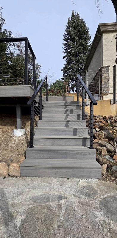 The full length of the stairs