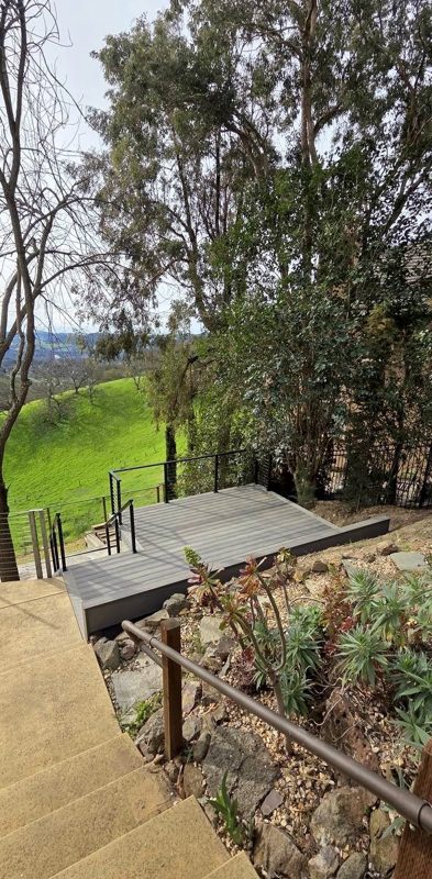 Stairs down to the lawn