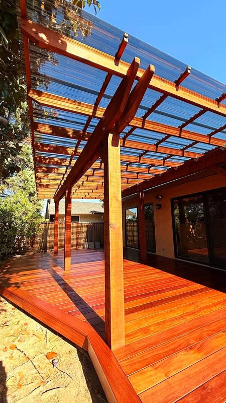 Under the finished pergola