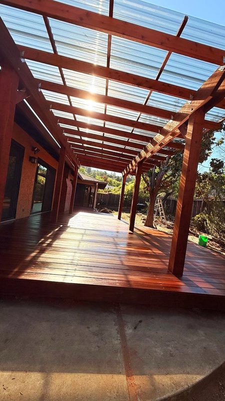 The full length of the deck