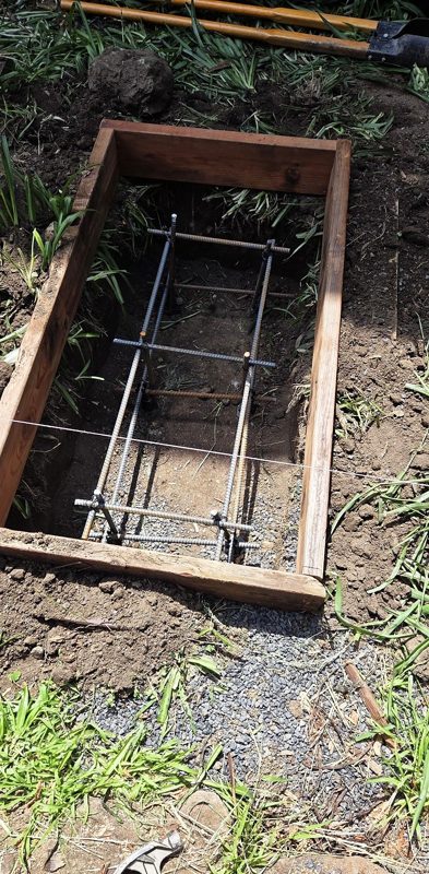 Forms and rebar for new footings