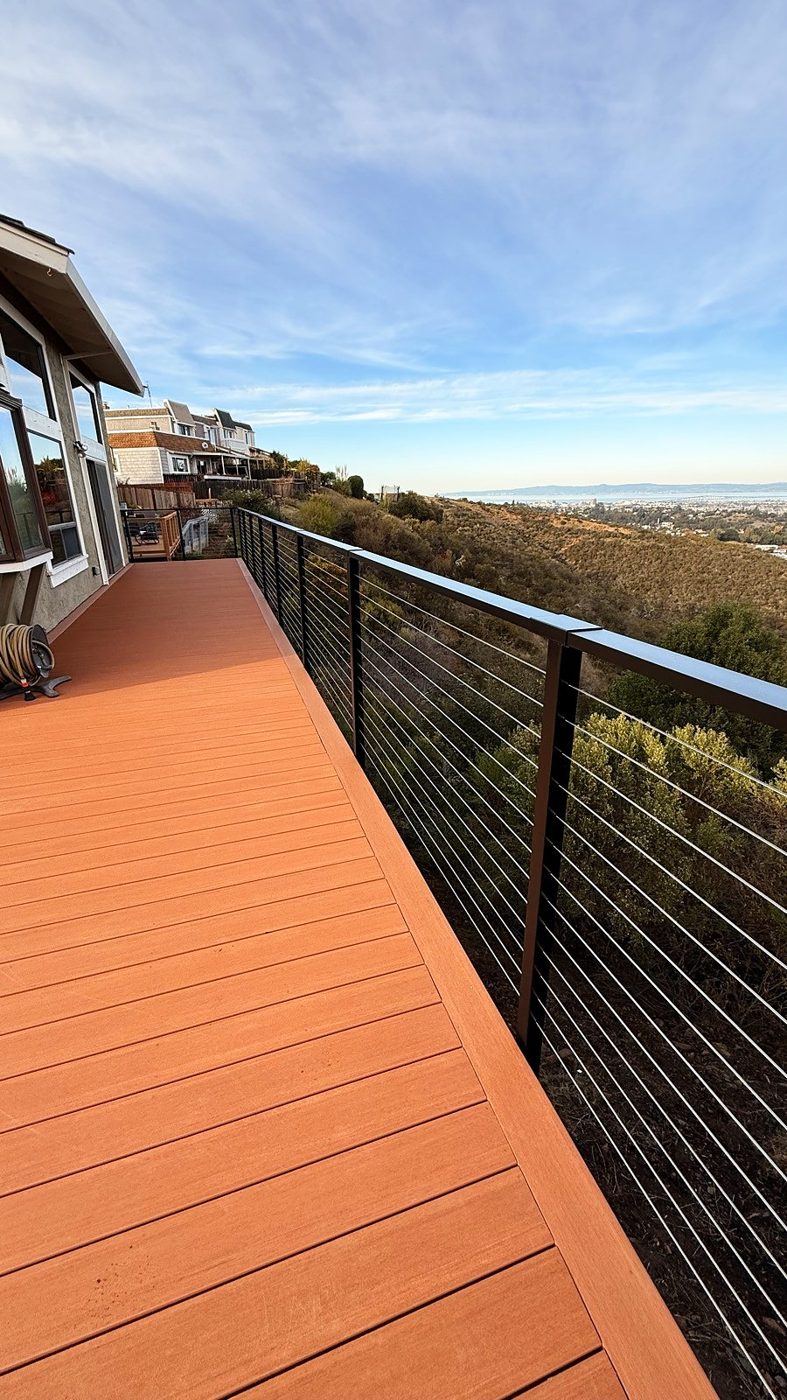 Hillsborough — Raised TimberTech AZEK deck with cable railing