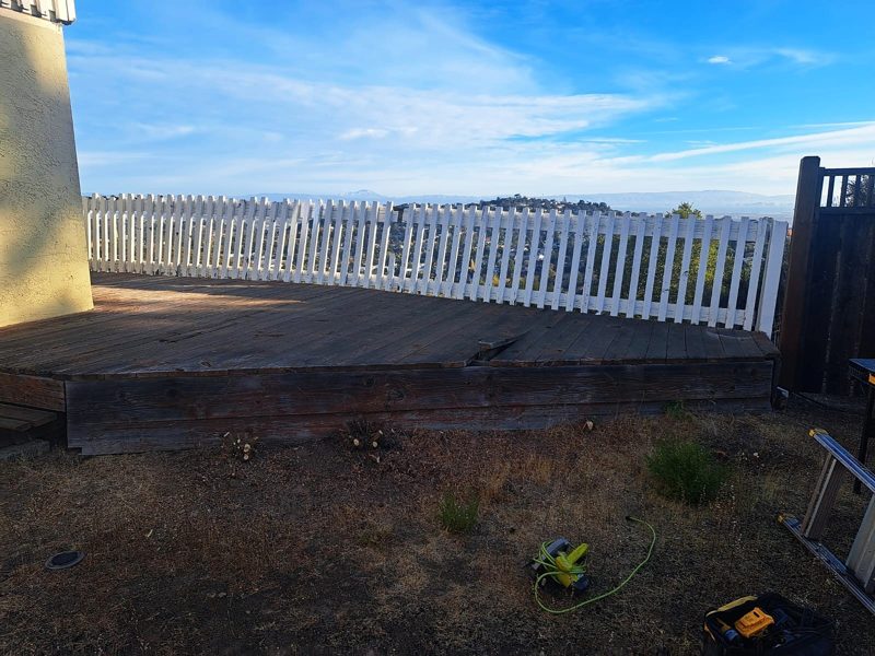 The old deck and picket railing