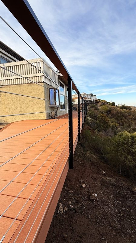 The full length of the deck