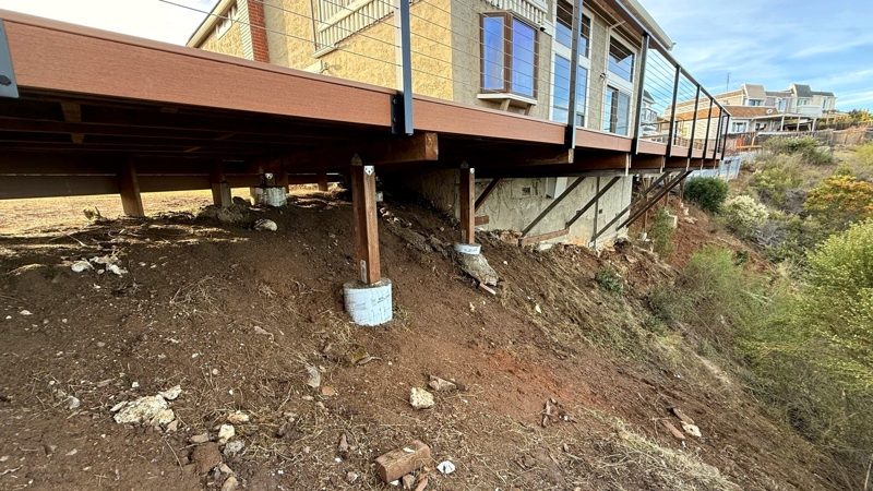 The deck from the slope below