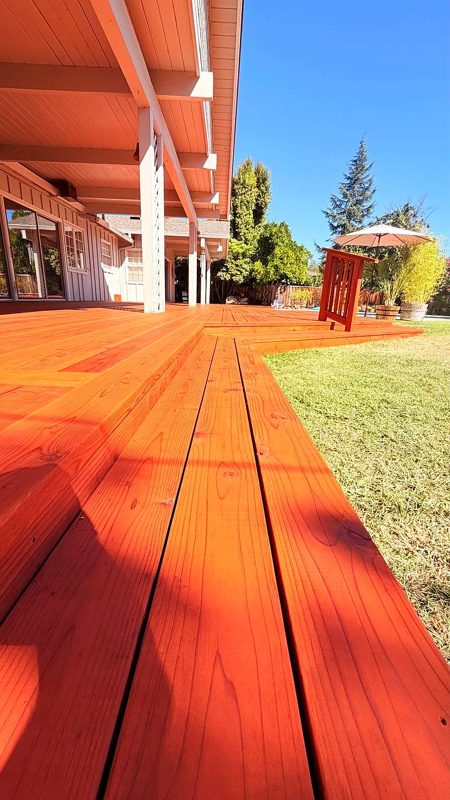 Sanded and stained redwood boards