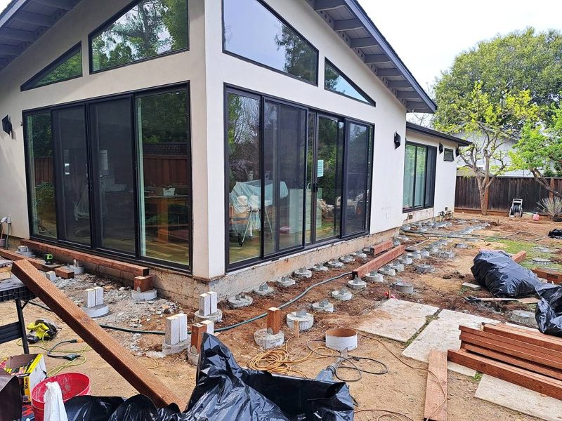 Footings along the house