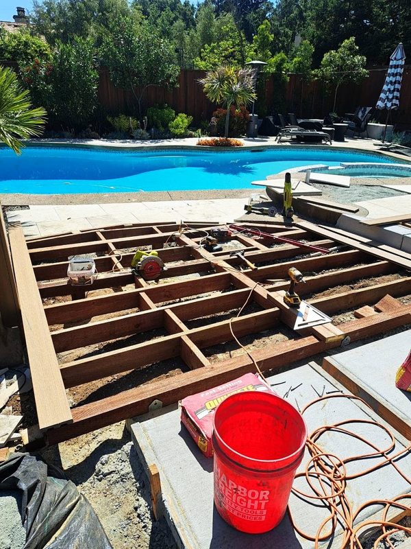 Framing the pool-side deck