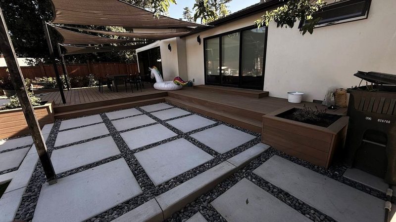 Finished deck with planters