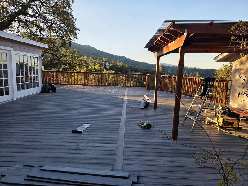 Pergola framed, decking nearly done