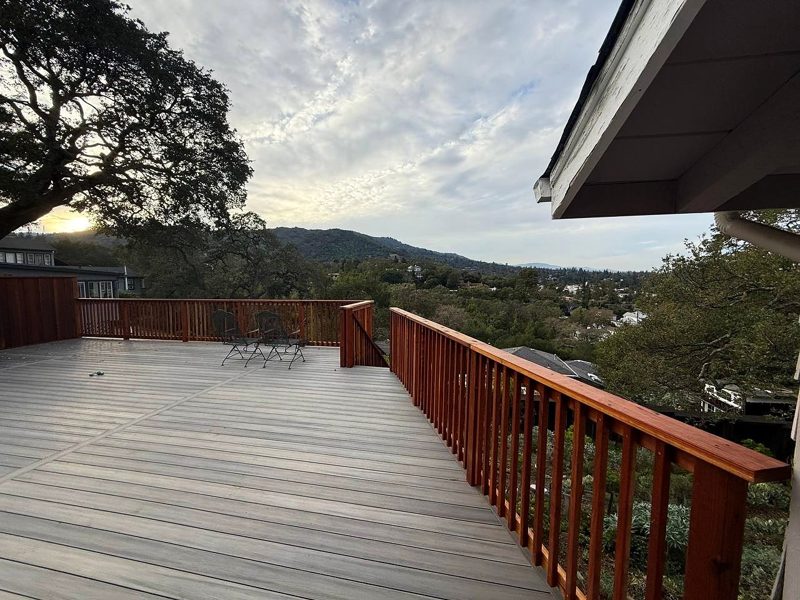 Redwood picket railing