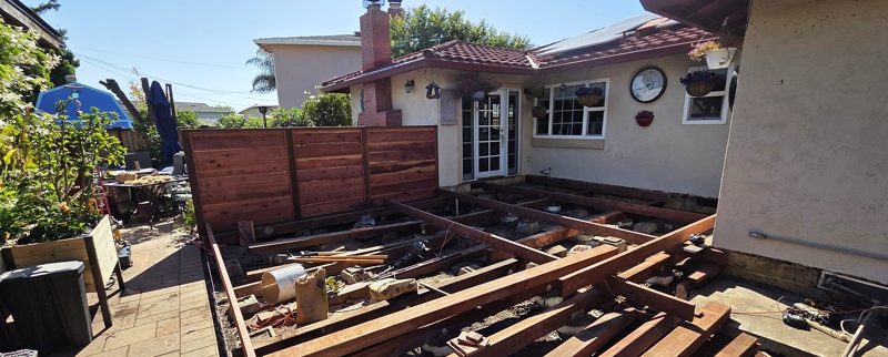 Old deck out, new framing going in