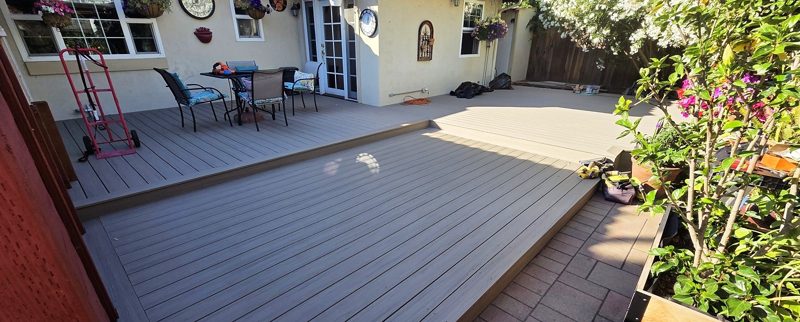 Finished deck outside the patio doors