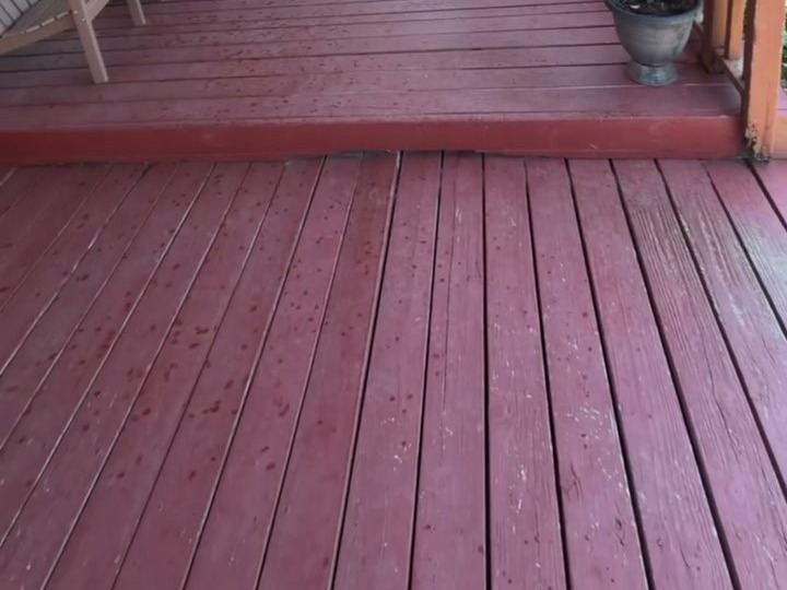 The old red-painted deck before the work, Morgan Hill