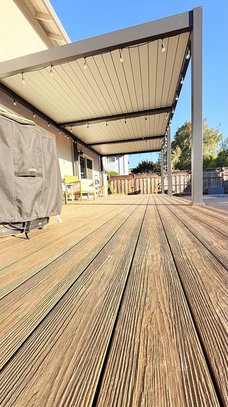 The deck under the pergola, full length