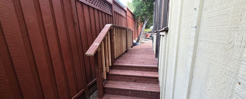 Deck and steps from the house