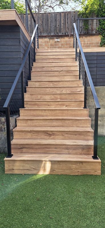 The staircase from the lawn