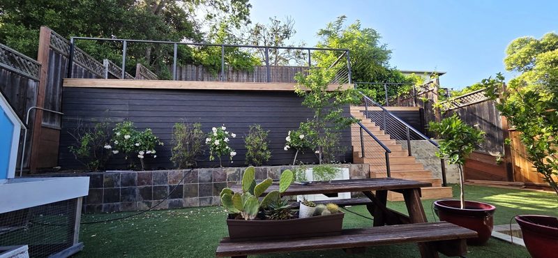 The finished yard from below