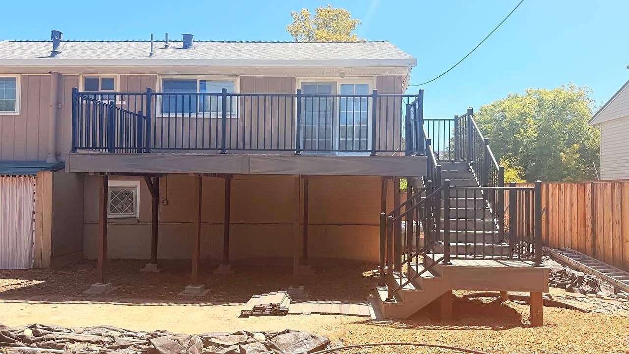 San Jose — Second-story composite deck with new stairs