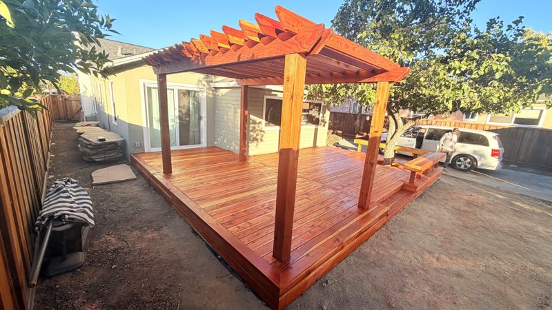 Pergola over the seating area