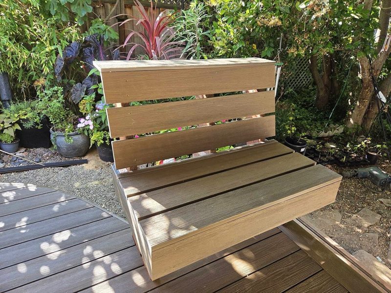 Composite bench with a backrest
