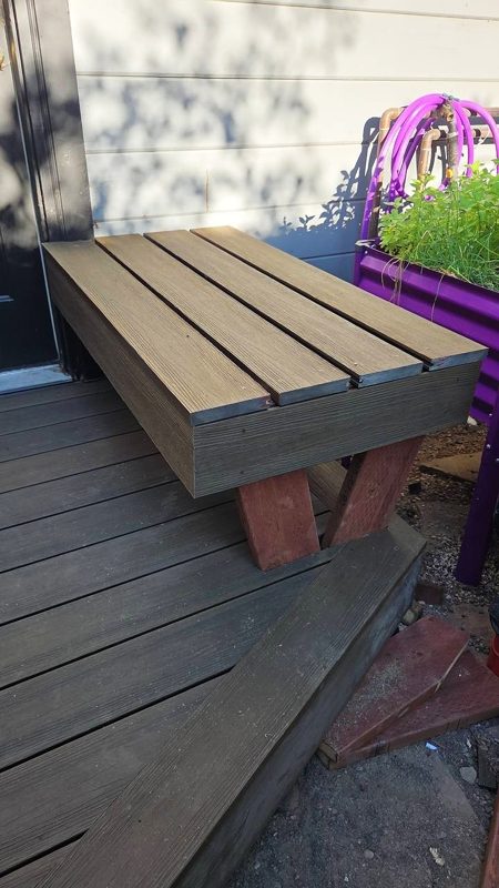 Backless bench by the door