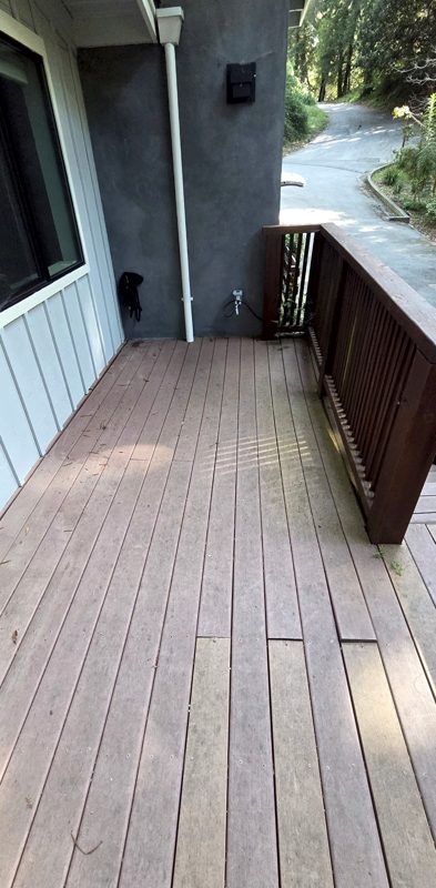 The old wood deck along the guest house