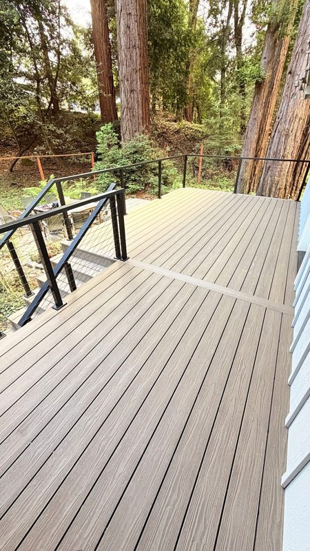 Deck edge and the trees beyond
