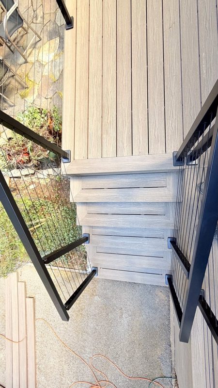 Looking down the side stairs